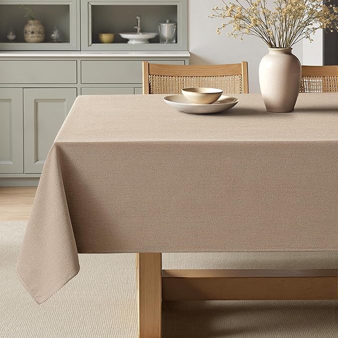 MIULEE Brown Linen Tablecloth 60x84 Inch Rectangle Table Cloth Waterproof by MIULEE