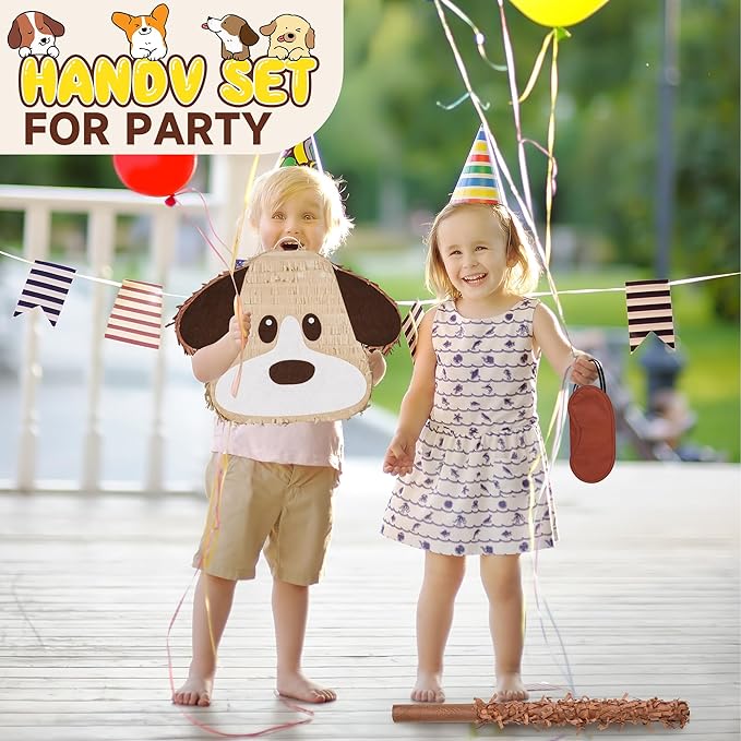 Dog Pinatas Bundle with a Blindfold and a Bat, Animal Theme Party, Puppy Pinata - Image 5