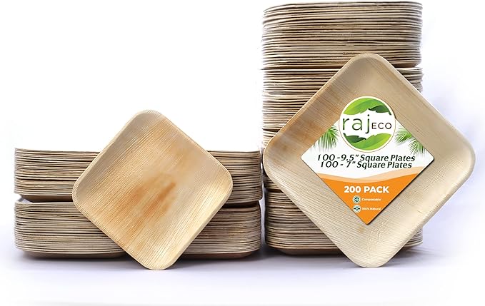 Raj Palm Leaf Plates Plates like Bamboo plates Disposable, Decorative by Raj