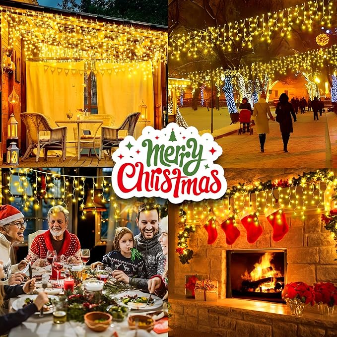 KNONEW Christmas Lights Outdoor Decorations 400 LED 33ft 8 Modes Curtain Fairy - Image 8