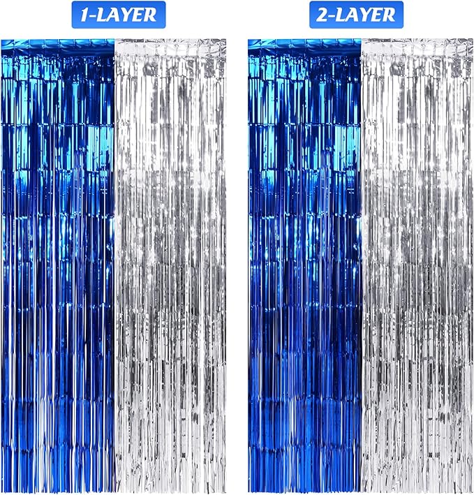 3Pack 3.3Ft x 6.6Ft Graduation Foil Fringe Curtain Backdrop Decorations - Image 5