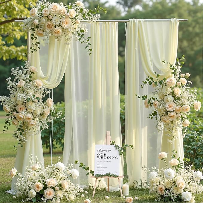 PARTISKY Wedding Arch Draping Fabric, Ivory Sheer Backdrop Curtain Chiffon - Image 4