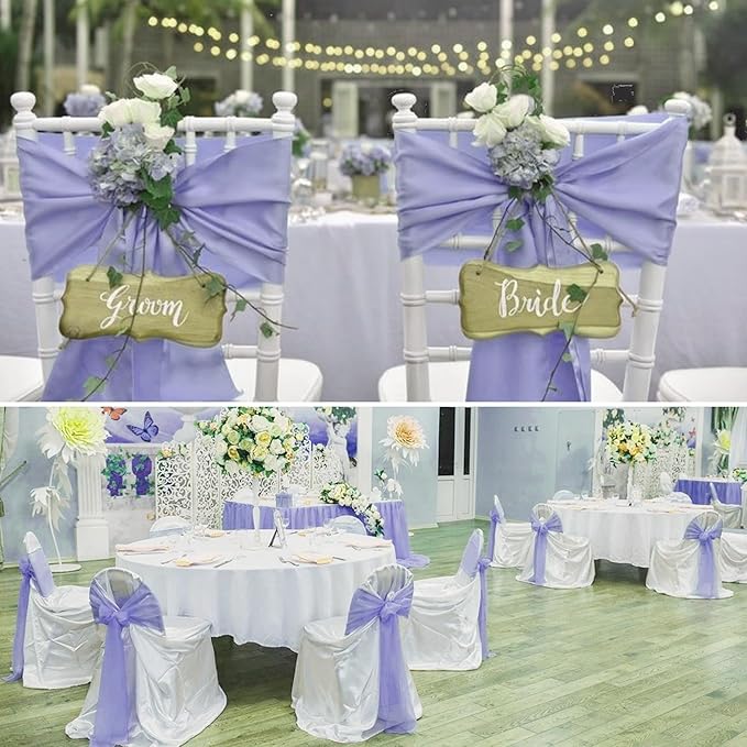 100 PCS Satin Chair Sashes Decorative Bow Chair Sashes Ties Back Ribbon Bows - Image 8