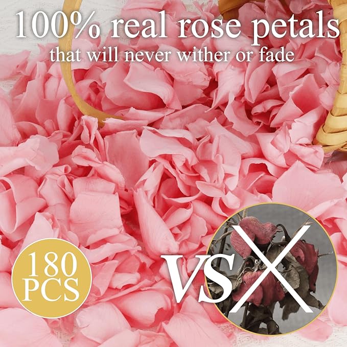 200Pcs Dried Real Pink Rose Petals, Preserved Flower Petals 1.75oz - Image 3