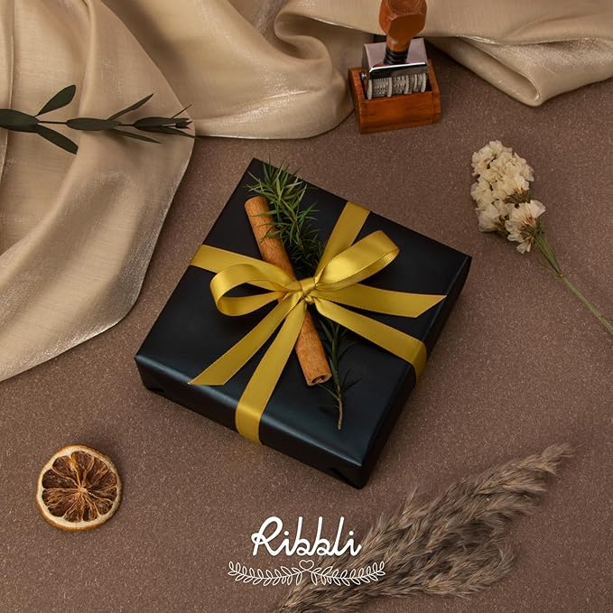 Ribbli Gold Double Faced Satin Ribbon, 1/2 Inch x Continuous 25 Yards, Use - Image 2