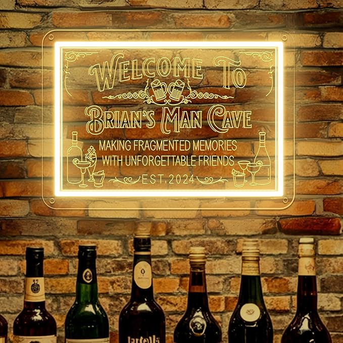 Custom Bar Neon Sign for Man Cave, Personalized LED Whiskey Cocktail Beer Signs by MiMaikNeonSign