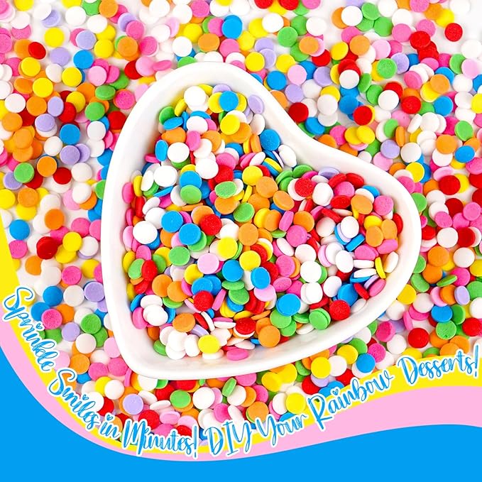 Rainbow Round Sprinkles, Birthday Confetti Edible Cake Decorations, Round - Image 2