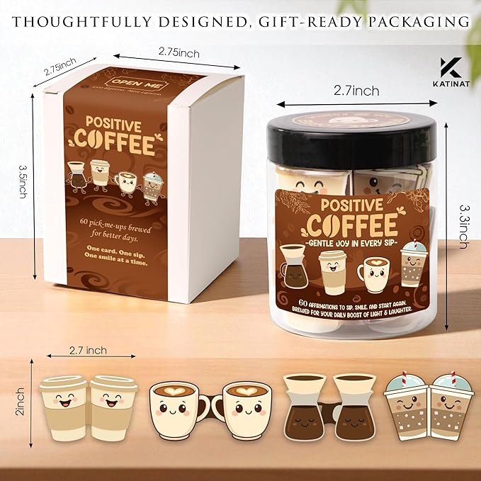 Positive Coffee Affirmation Jar – 60pcs Cute Emotional Support Coffee – Coffee - Image 2
