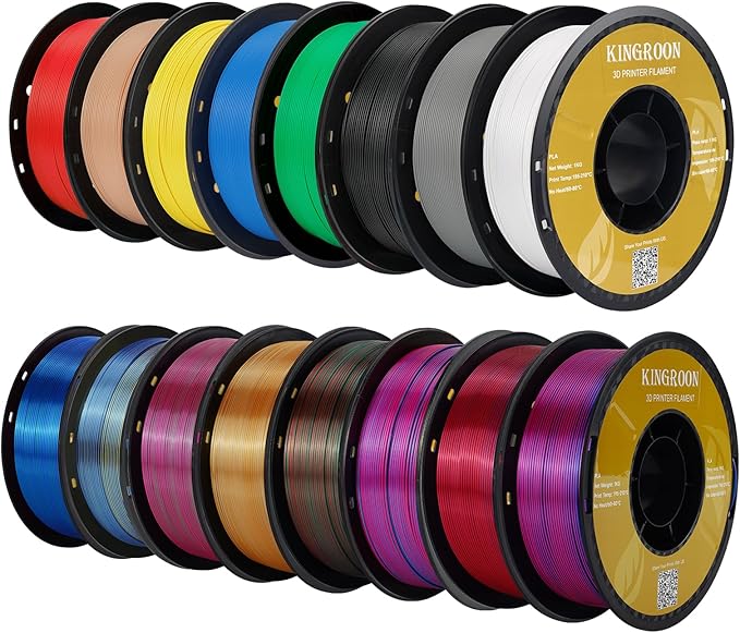 Kingroon 16KG PLA Filament Bundle+Triple Color Silk PLA Filament Bulk 3D by PrintsPerfectAlways