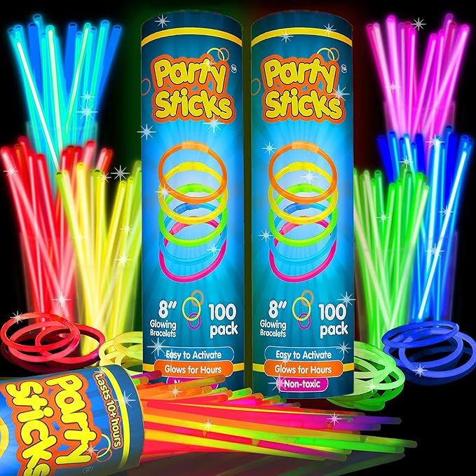 PartySticks Ultra Bright Glow Sticks Bulk Party Supplies 200 Pack by PartySticks