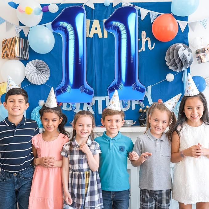 11 Balloon Number Birthday, Giant Navy Blue Number 1 & 1 Helium Foil Balloons - Image 5