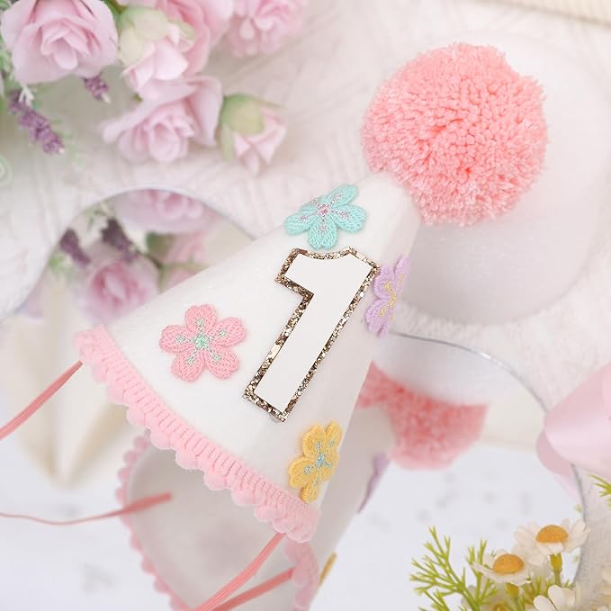 WAUAO Colorful Flower 1st Birthday Cone Hat - Image 9