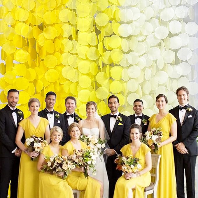 192Ft Yellow Party Decorations Ombre Yellow White Big Polka Dots Backdrop - Image 5