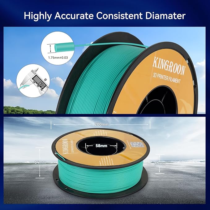 Kingroon PLA Filament 1.75mm 3D Printer Filament Cyan Pla Filament 1kg Filament - Image 5