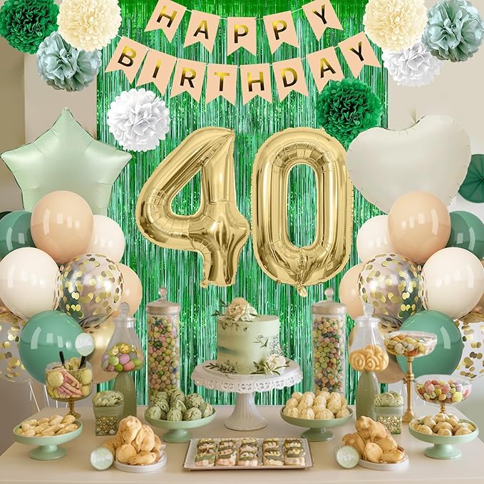 Sage Green 40th Birthday Decorations - Image 2