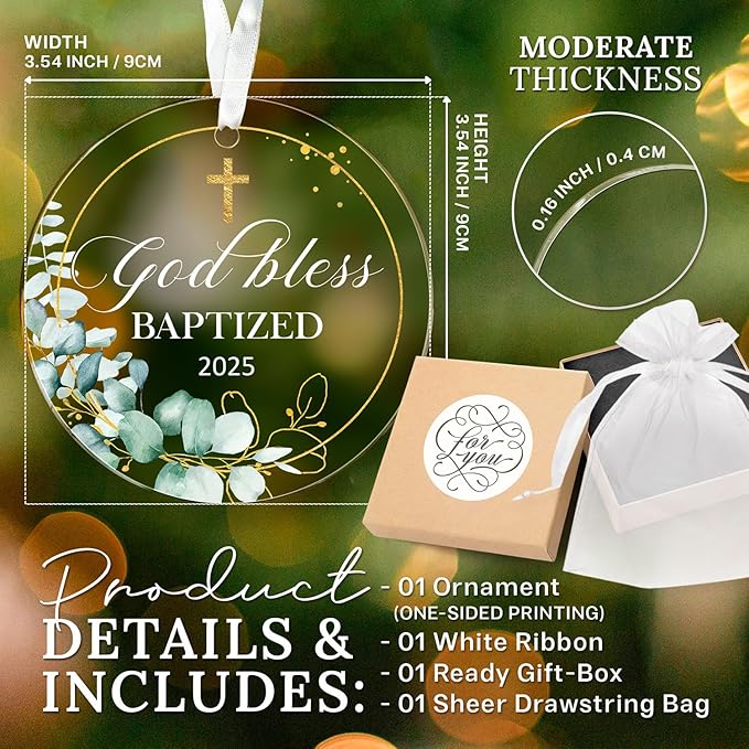 HEXMOZ God Bless Baptized Ornament 2025 - Image 3