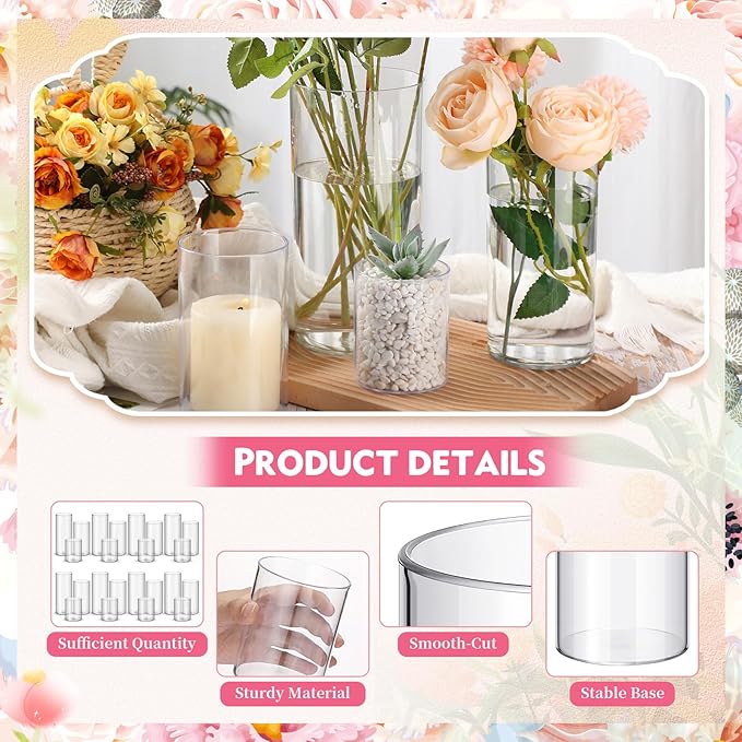 Nuogo 48 Pcs Plastic Cylinder Vases Tall Clear Flower Vases - Image 3