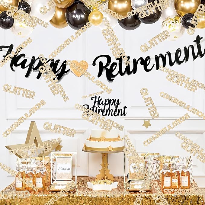 Congratulations Quitter Confetti, Champagne Gold Glitter Retirement Confetti - Image 4