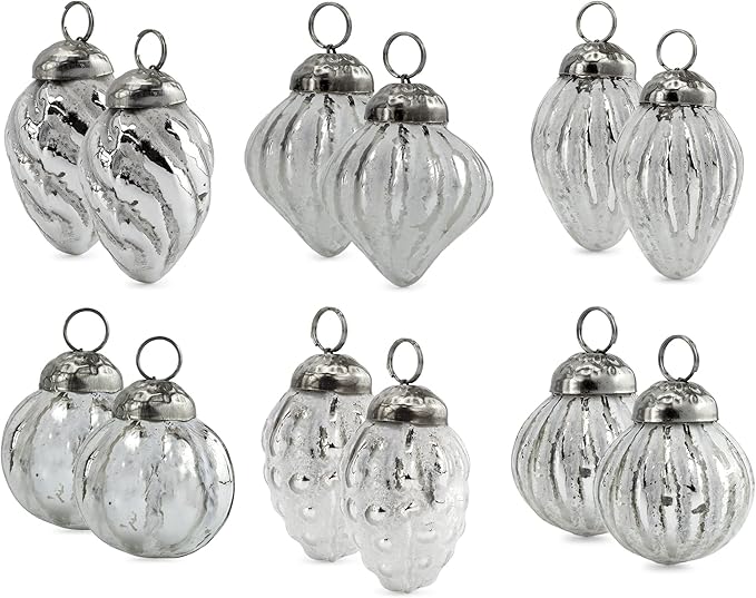 AuldHome Mercury Glass Finial Ornaments; Distressed Metal Antique Style by AuldHomeDesign