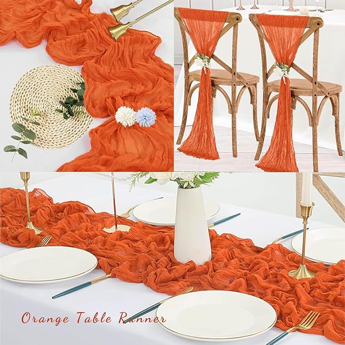Orange Cheesecloth Table Runner 20 Pack 10FT Boho Fabric Rustic Cheese Cloth - Image 6
