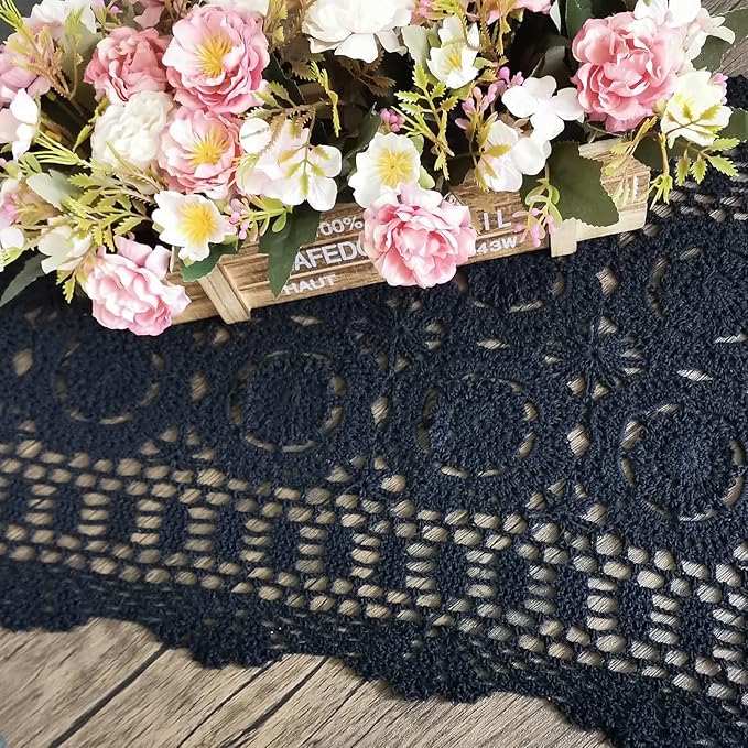 Phantomon Lace Table Runner Rectangular Table Cover Cloth Handmade Crochet - Image 3
