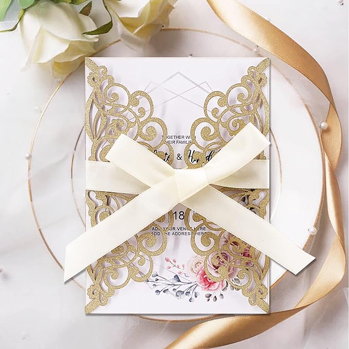 50Pcs Laser Cut Wedding Invitation - Image 4