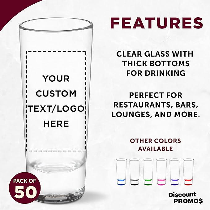 Custom Cordial Shooter Shot Glasses 2 oz. Set of 50, Personalized Bulk Pack - Image 2