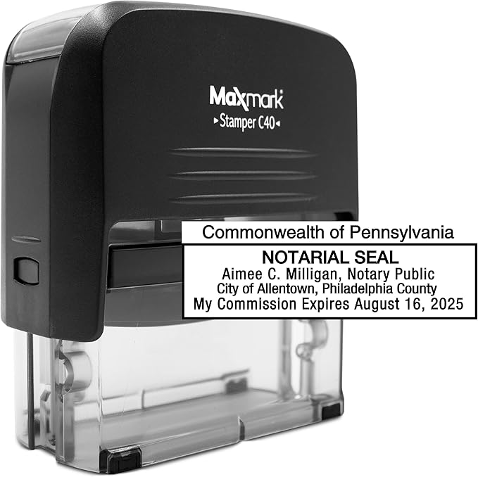 MaxMark Notary Stamp for State of Pennsylvania- Self Inking Stamp by Maxmark