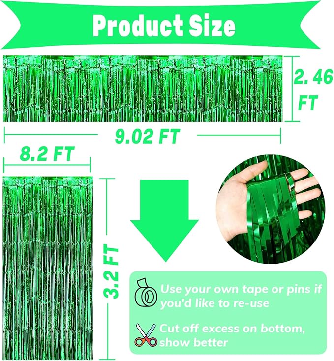 4P Metallic Foil Fringe Tinsel Table Skirts - Image 2