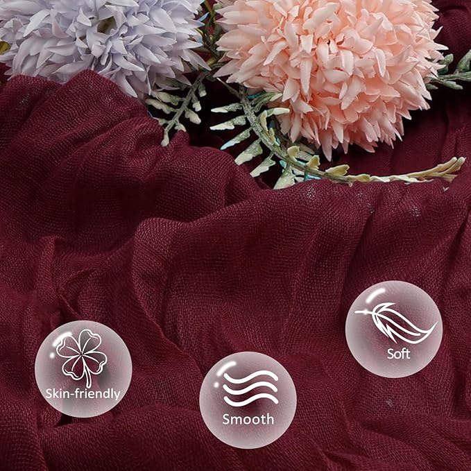 12 Pack Burgundy Cheesecloth Fall Table Runner 10ft Boho Gauze Fabric Cheese - Image 4