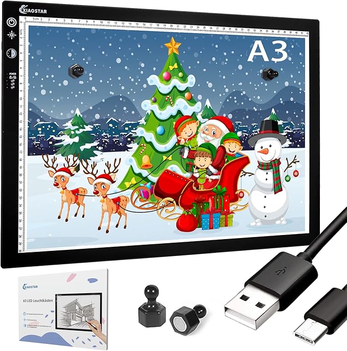 Light Box Drawing Pad A3, Dimmable 3 Brightness and Colour Temperature by XIAOSTAR