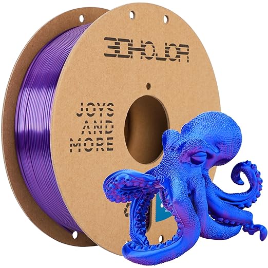 Silk PLA Filament 1.75mm Blue Purple Dual Color PLA 3D Printer Filament 2 in 1 by 3DHoJor