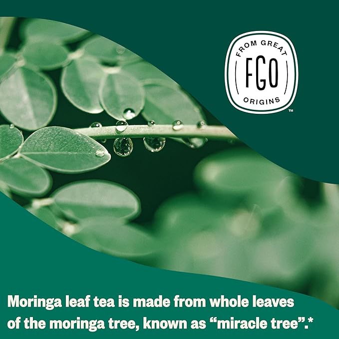 FGO Organic Moringa Mint Tea, Eco-Conscious Herbal Tea Bags, Resealable Bag - Image 5