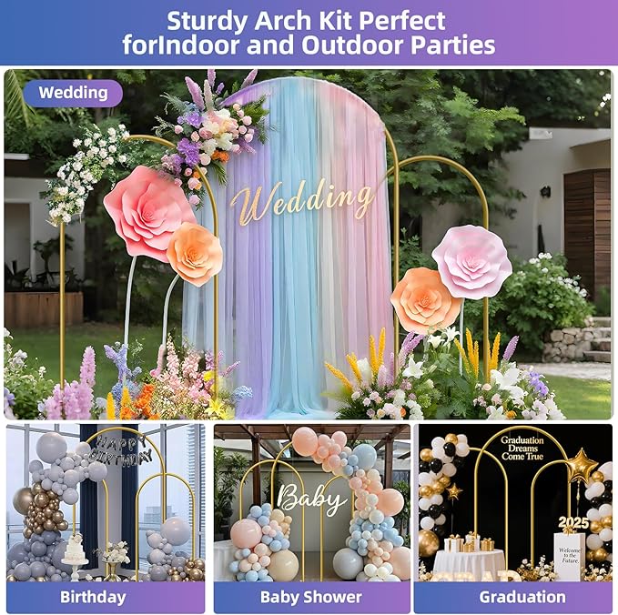 HEMMOTOP Metal Arch Backdrop Stand, Baby Shower - Image 3
