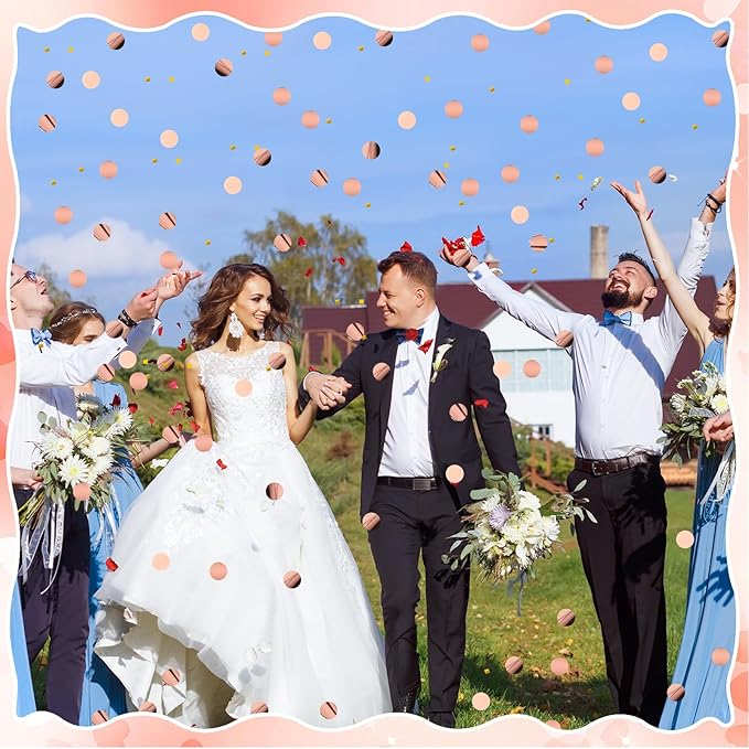 MARFOREVER Round Tissue Paper Confetti, Rose Gold Table Confetti Dots - Image 6