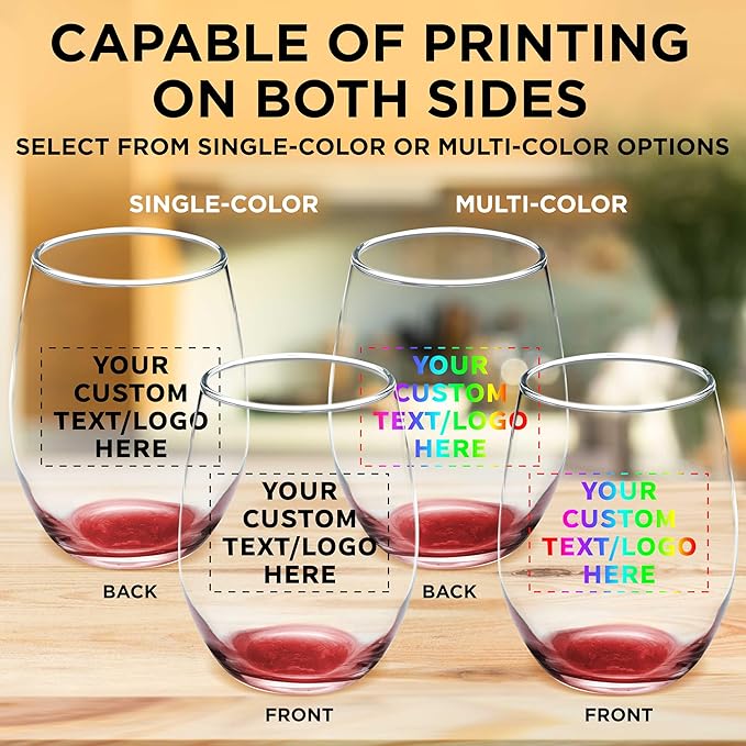 Custom Stemless Wine Glass 9 oz. Set of 100, Personalized Bulk Pack - Image 6