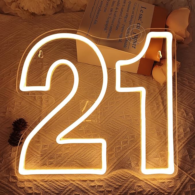 SYLHOME 21 Twenty one Led Neon Light Sign 21th Happy Birthday Party Anniversary - Image 3