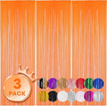 3 Pack 3.3x8.2 Feet Orange Foil Fringe Backdrop Curtains, Tinsel Streamers by Voircoloria