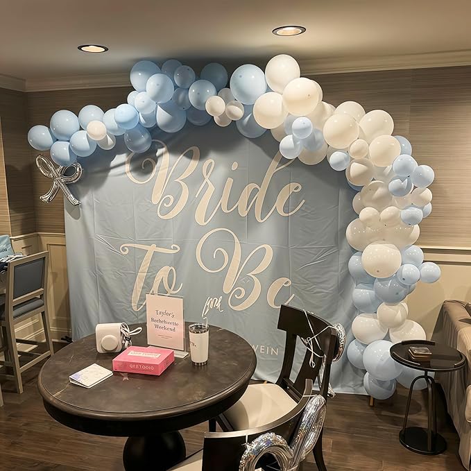 Pastel Blue and White Balloons, 12 Inch 35PCS Light Baby Blue Pearl White - Image 6