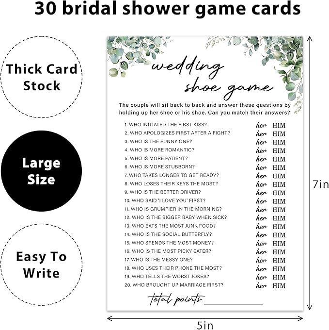 Eucalyptus Bridal Shower Game Cards - Image 2