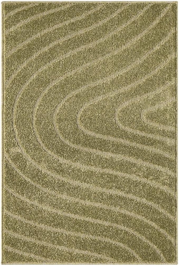 LUXE WEAVERS Modern Geometric Wave Green 2x3 Area Rug, Contemporary Stain - Image 2