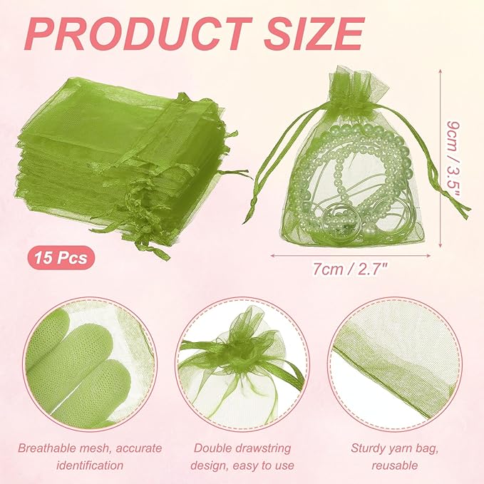 uxcell 50 Pcs Organza Gift Bags, 2.7x3.5 Inch Drawstring Pouches Jewelry Gift - Image 2