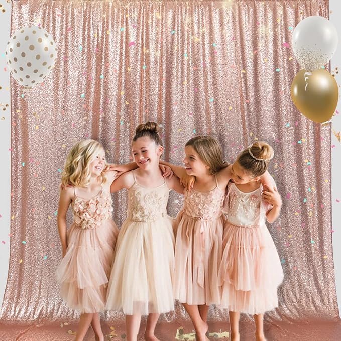PartyDelight Rose Gold Sequin Backdrop 10Ftx10 Ft Booth Photography - Image 3