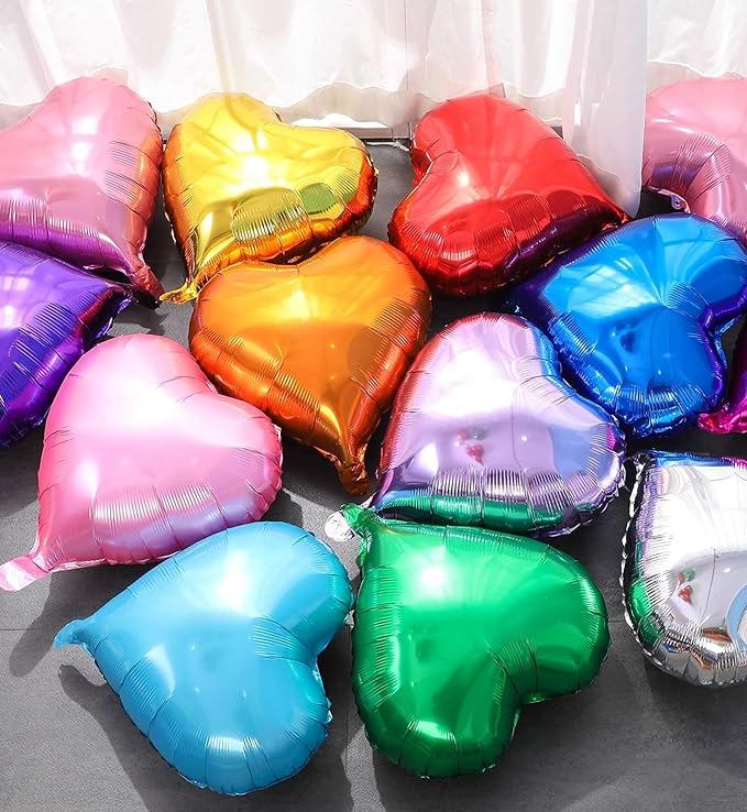 10Pcs Green Foil Heart Shaped Balloons 18 Inch Mylar - Image 4