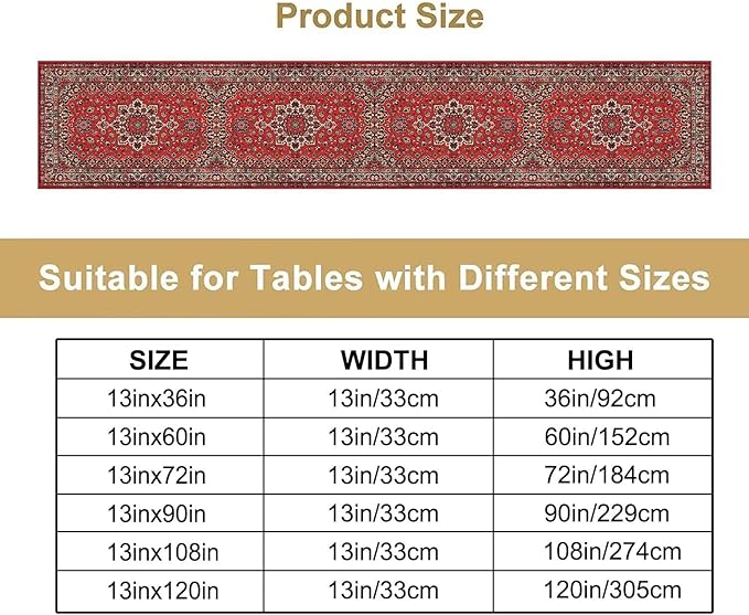 Vintage Boho Red Table Runner, Elegant Mid Century - Image 4