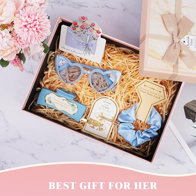 Dusty Blue Bridesmaid Proposal Gift Set, Scrunchies, Makeup Clips & Sunglasses - Image 2