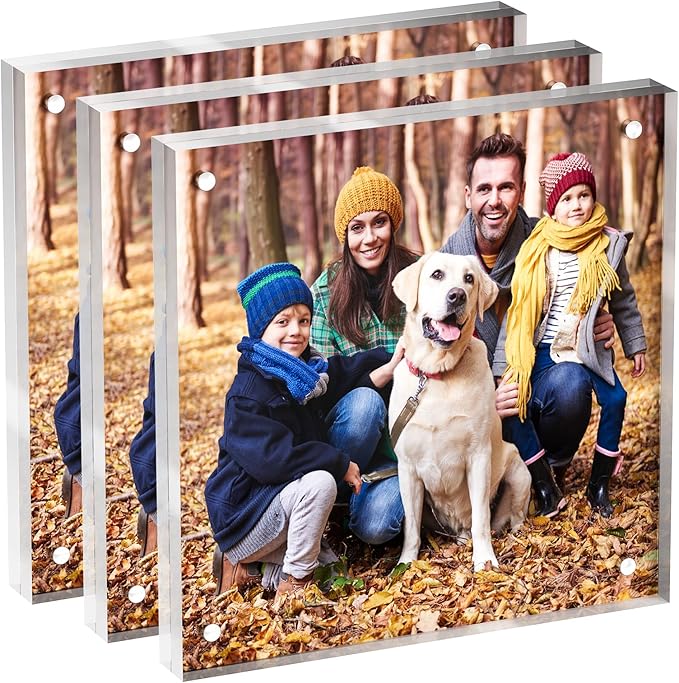 5x5 Acrylic Picture Frame 3 Pack, Desktop Display Decor Gift by Neatsure