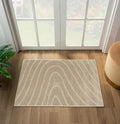 LUXE WEAVERS Modern Geometric Wave Beige 2x3 Area Rug by LuxeWeavers
