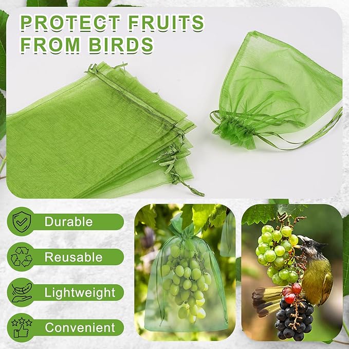 ANZNKU 50 Pack Green Organza Bags 6x9 inches Mesh Bags Drawstring, Gift Pouch - Image 5