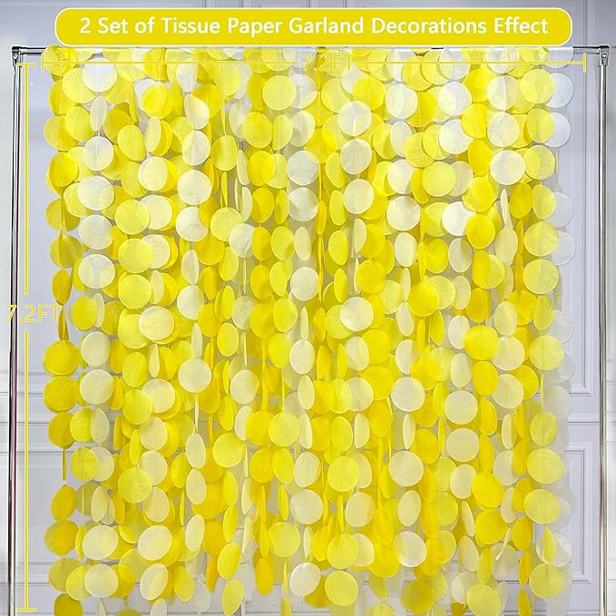192Ft Yellow Party Decorations Ombre Yellow White Big Polka Dots Backdrop - Image 3